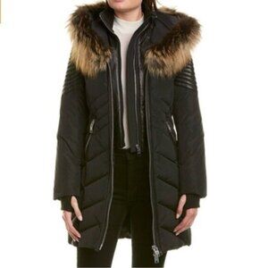 NB Series by Nicole Benisti Duck Down Puffer Jacket Size XS Raccoon Fur Collar